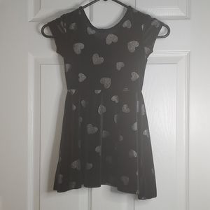 Girls Black Velvet Heart dress S 5/6